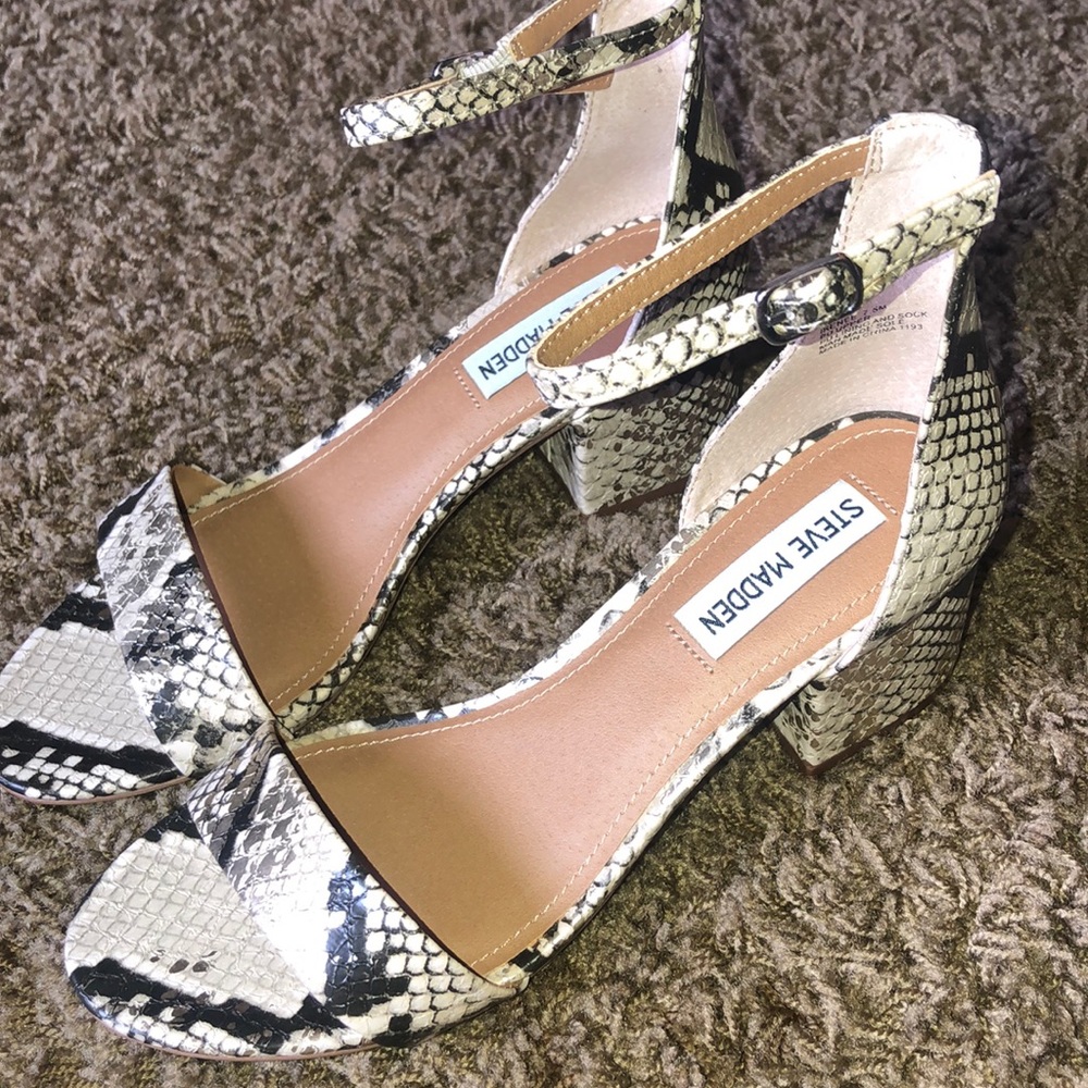 Steve Madden gold snakeskin heels